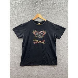 Don Ed Hardy Heads You Live Tails You Die Domino Black Men’s T-Shirt Size XL